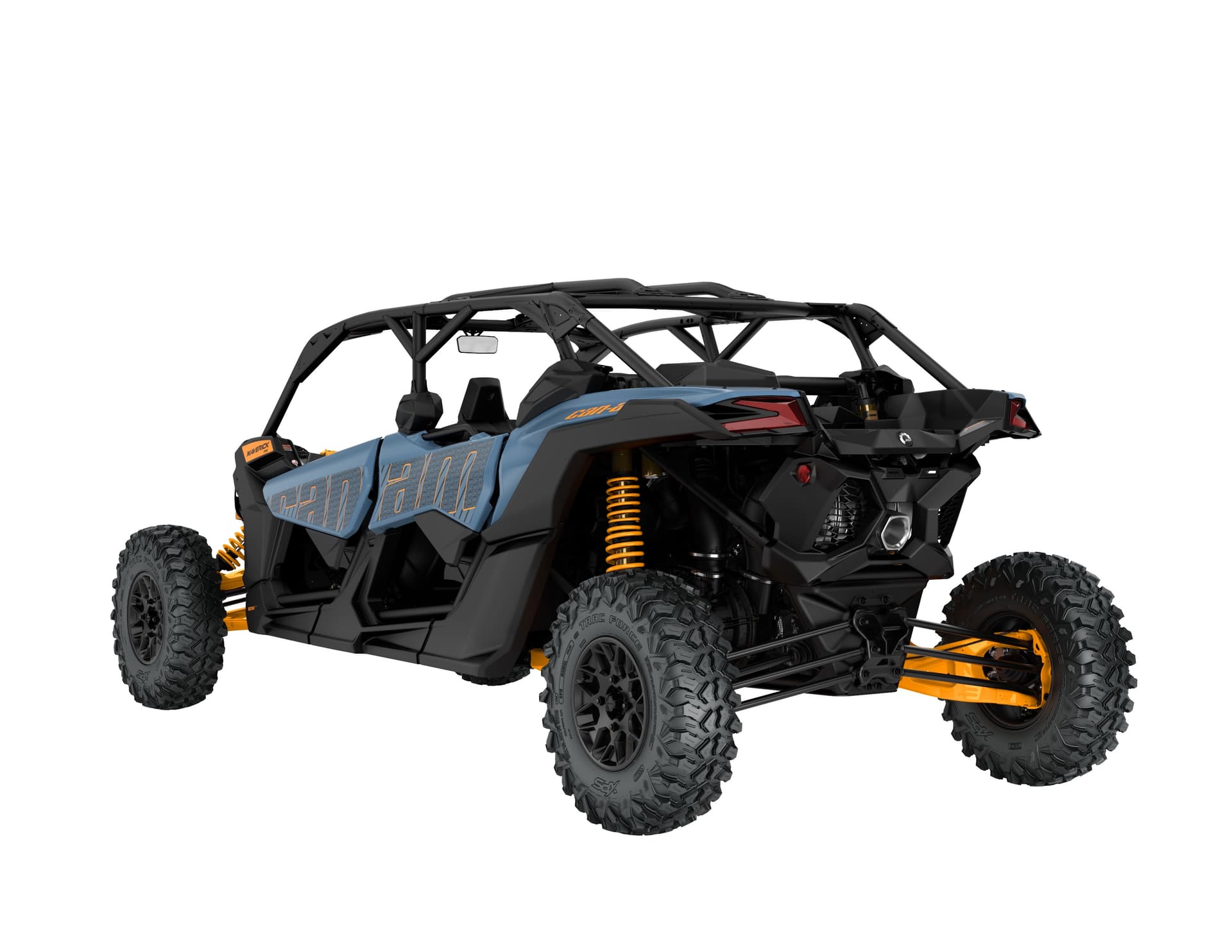 Can-Am Maverick X3 MAX RS Turbo — Scandi Blue & Orange Crush, вид сзади