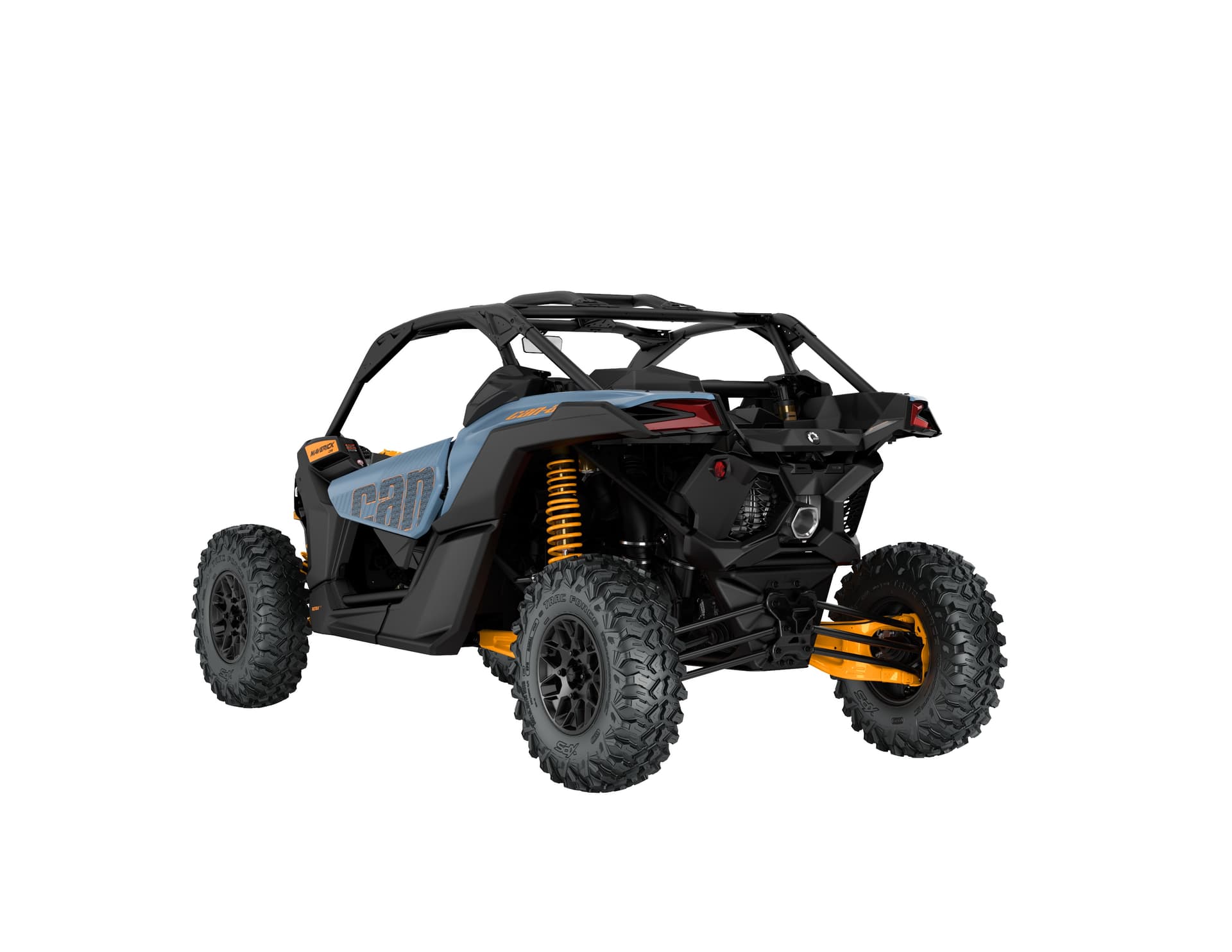 Can-Am Maverick X3 DS Turbo RR — Scandi Blue & Orange Crush, вид сзади