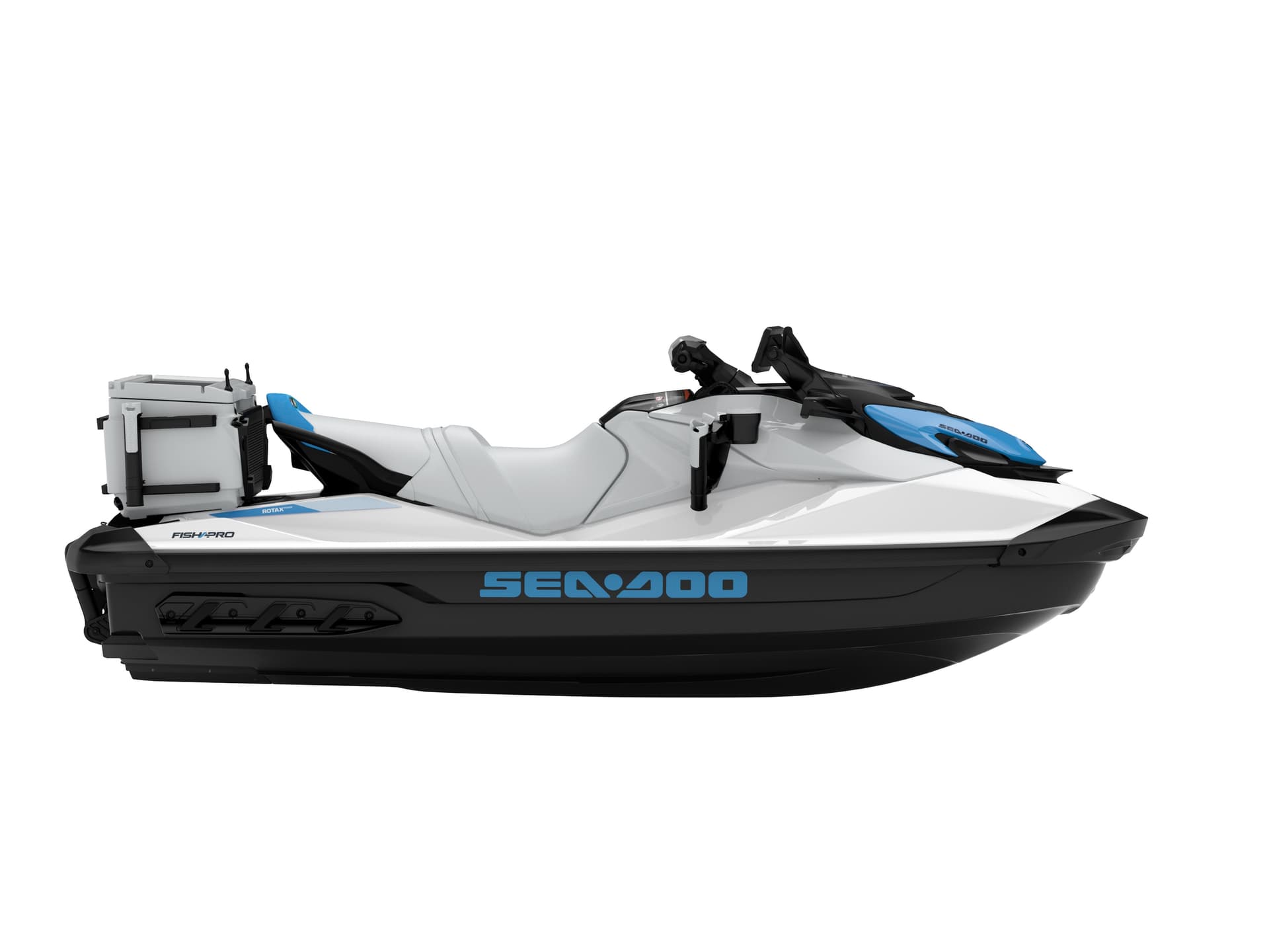 Sea-Doo FishPro Scout 130 — White and Gulfstream Blue, вид сбоку