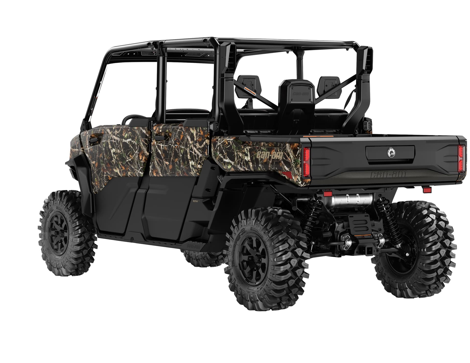 Can-Am Defender MAX X MR HD11 с полудверями — Dark Wildland Camo, вид сзади