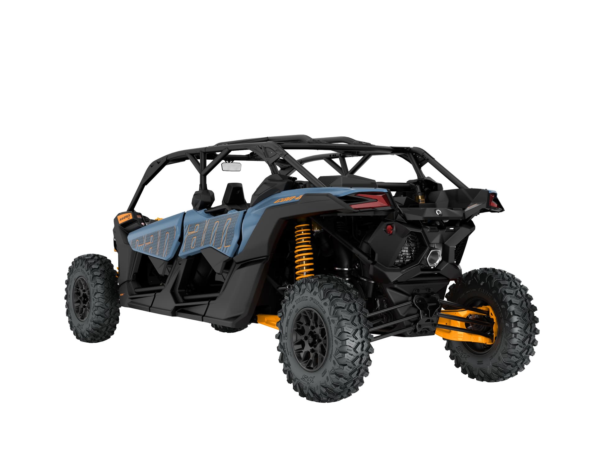Can-Am Maverick X3 MAX DS Turbo RR — Scandi Blue & Orange Crush, вид сзади